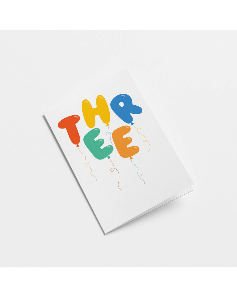 Three — 3rd Birthday Greeting Card – beautiful greeting card from C&K, an independent lifestyle store in Settle.