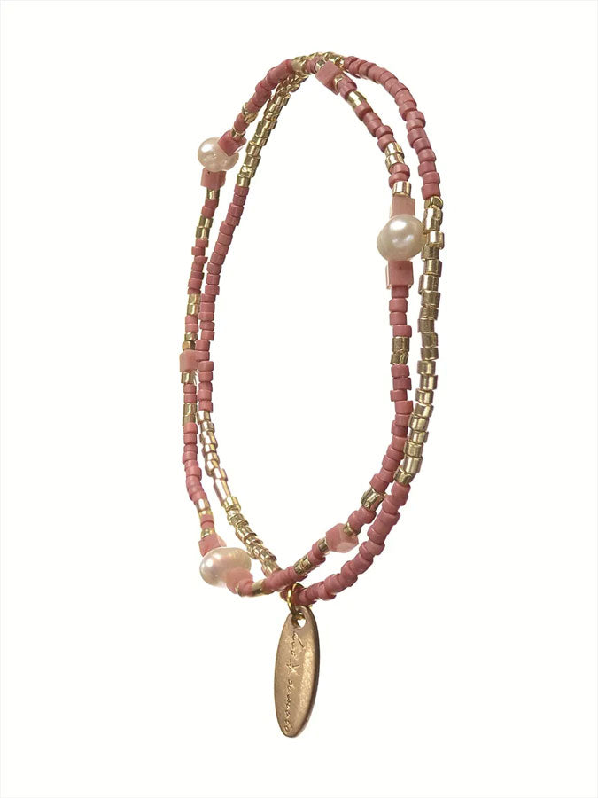 Finer Things Double Seed Bead Bracelet - Rose/Gold – stylish accessories from C&K, an independent lifestyle store in Settle, North Yorkshire.