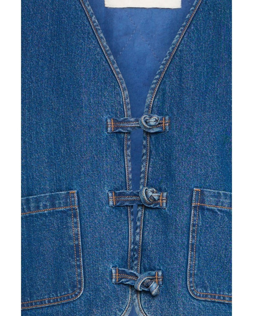 Pellie Waistcoat - Medium Blue – timeless women’s fashion from C&K, an independent lifestyle store in Settle, North Yorkshire.