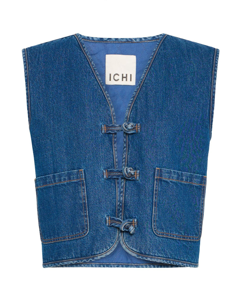 Pellie Waistcoat - Medium Blue – timeless women’s fashion from C&K, an independent lifestyle store in Settle, North Yorkshire.