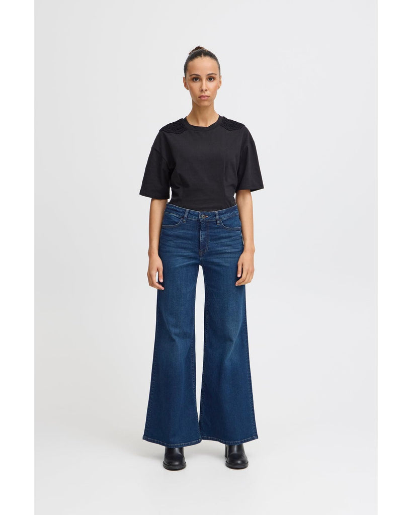 Twiggy Wide Jeans Dark Blue – timeless women’s fashion from C&K, an independent lifestyle store in Settle, North Yorkshire.