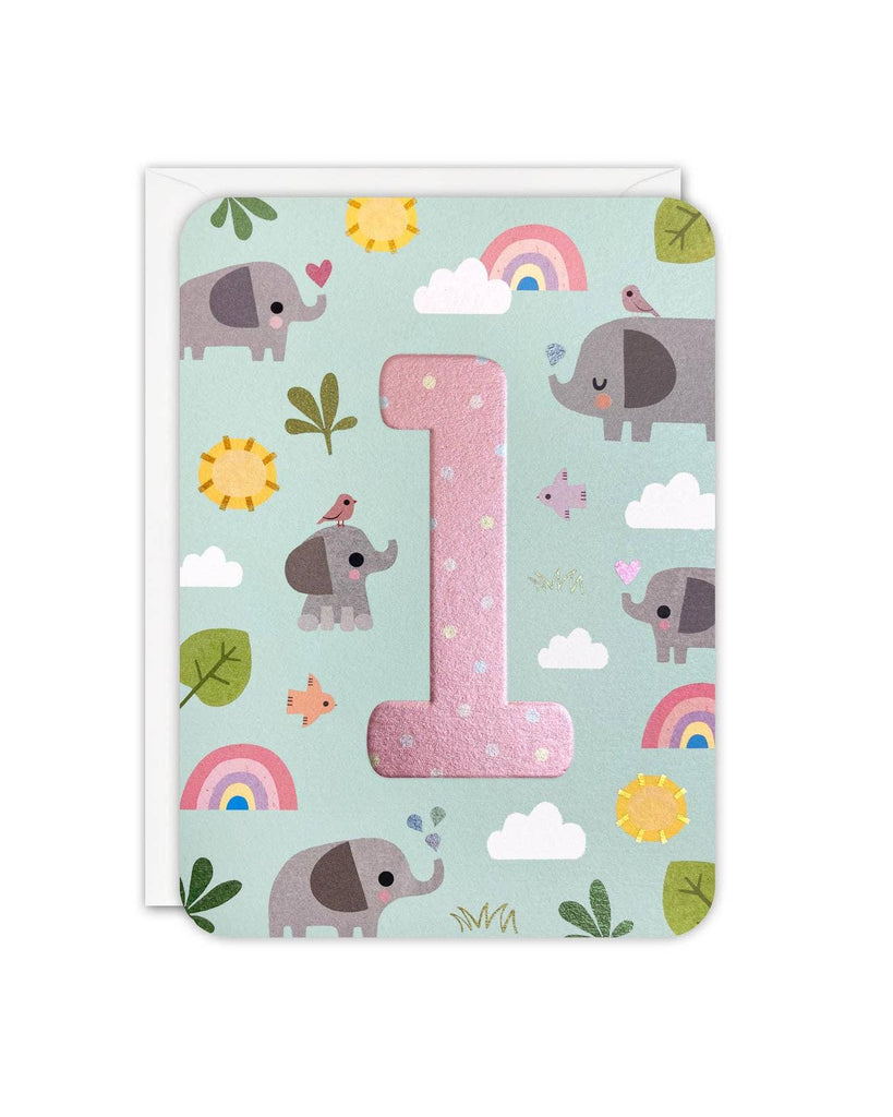 Age 1 Elephants Sprouts Card – beautiful greeting card from C&K, an independent lifestyle store in Settle.
