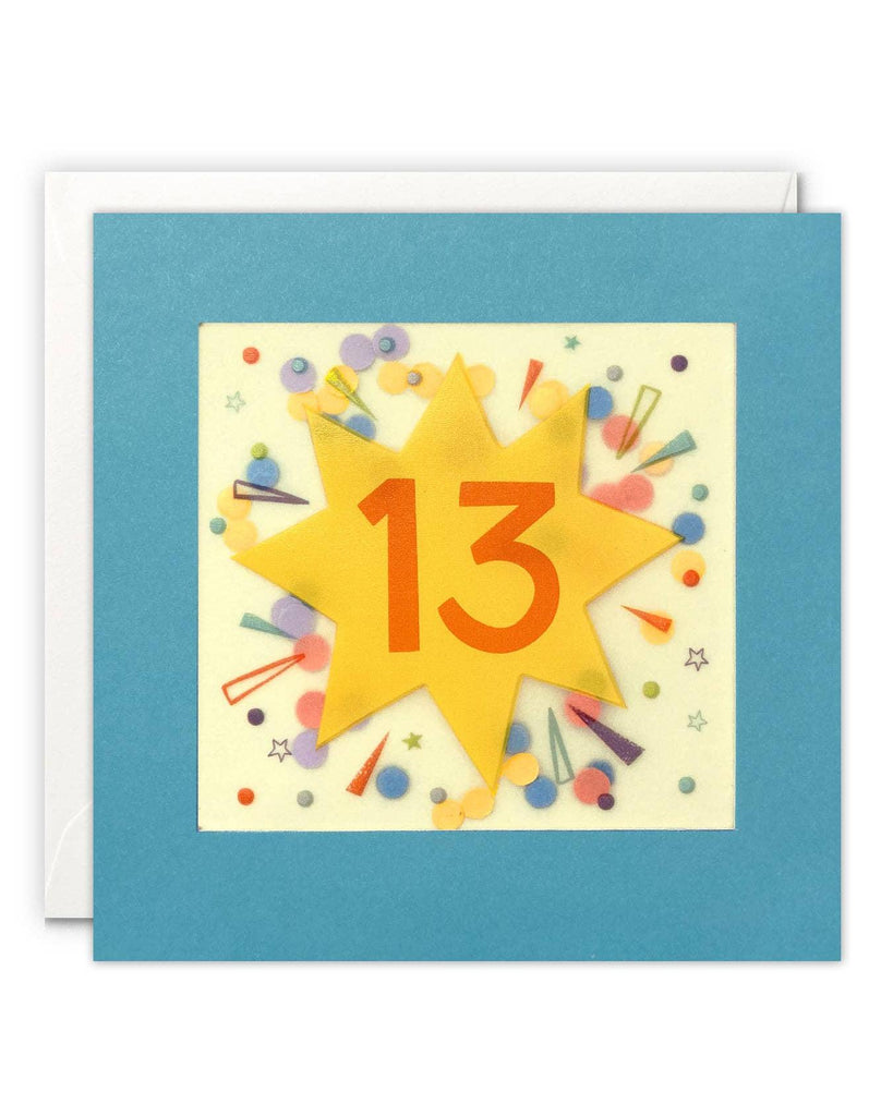 Age 13 Star Paper Shakies Card – beautiful greeting card from C&K, an independent lifestyle store in Settle.