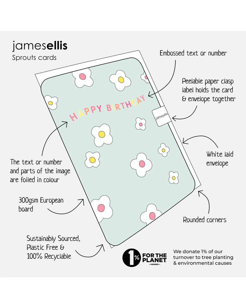 Age 2 Balloons Sprouts Card – beautiful greeting card from C&K, an independent lifestyle store in Settle.