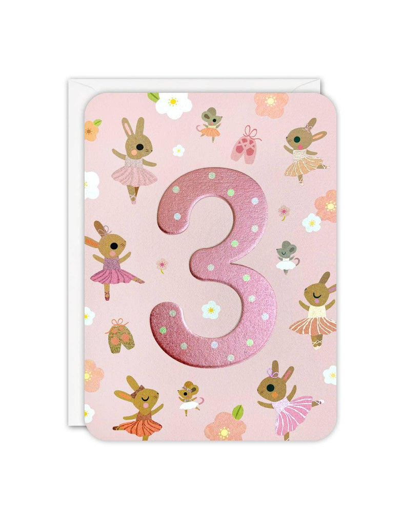 Age 3 Ballet Bunnies Sprouts Card – beautiful greeting card from C&K, an independent lifestyle store in Settle.