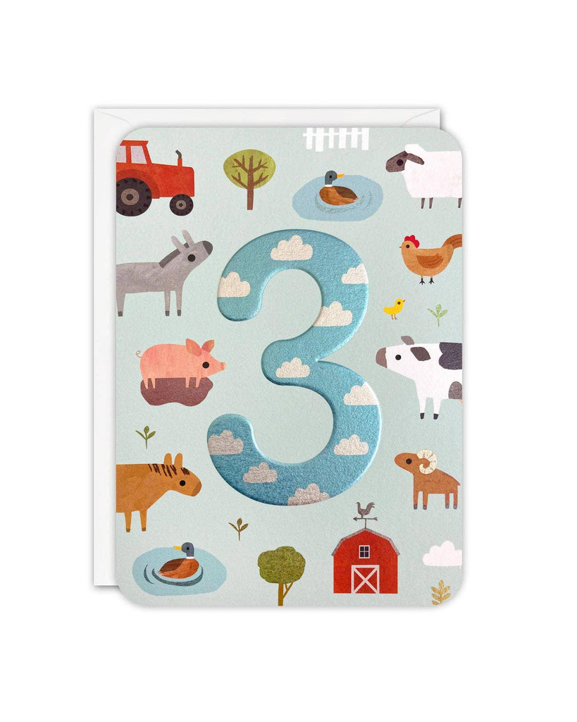 Age 3 Farm Sprouts Card – beautiful greeting card from C&K, an independent lifestyle store in Settle.