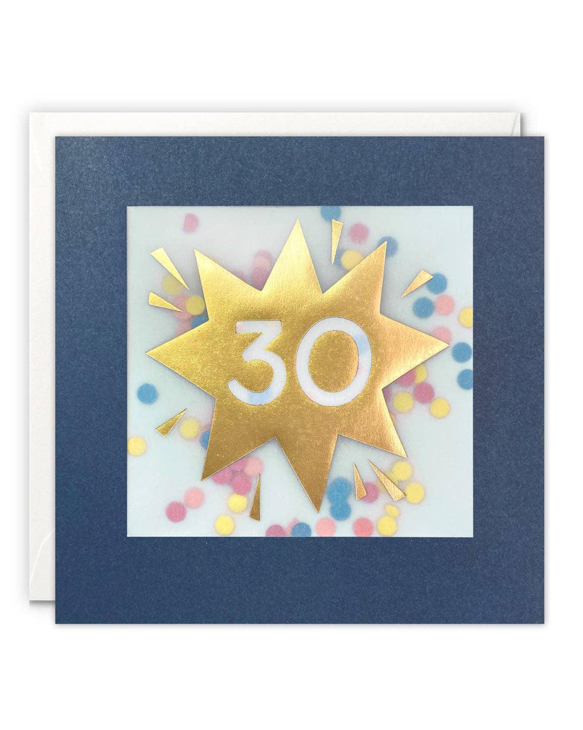 Age 30 Gold Paper Shakies Card – beautiful greeting card from C&K, an independent lifestyle store in Settle.