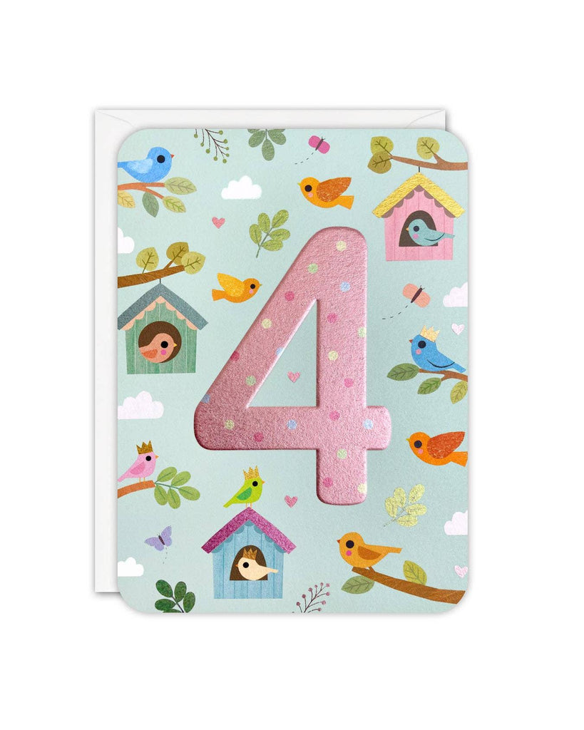 Age 4 Birds Sprouts Card – beautiful greeting card from C&K, an independent lifestyle store in Settle.