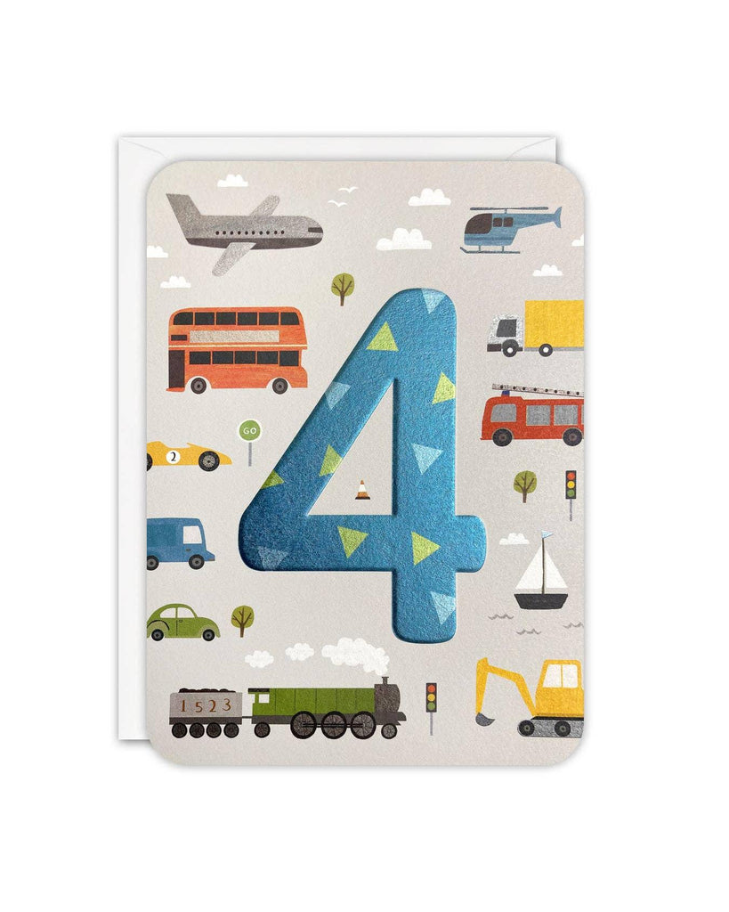 Age 4 Transport Sprouts Card – beautiful greeting card from C&K, an independent lifestyle store in Settle.