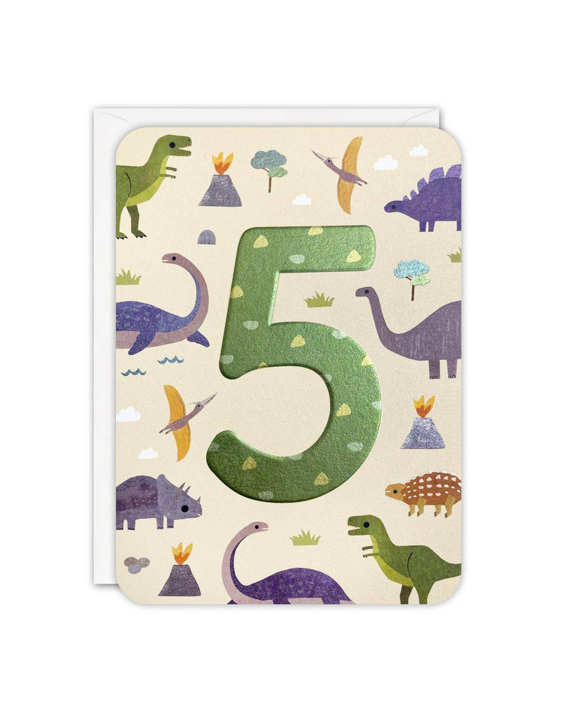 Age 5 Dinosaurs Sprouts Card – beautiful greeting card from C&K, an independent lifestyle store in Settle.