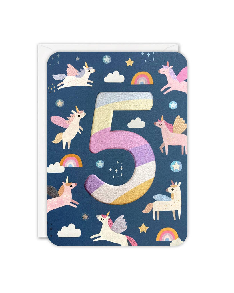 Age 5 Unicorns Sprouts Card – beautiful greeting card from C&K, an independent lifestyle store in Settle.