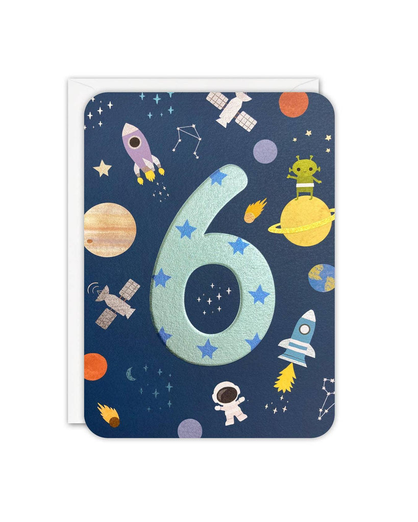 Age 6 Outer Space Sprouts Card – beautiful greeting card from C&K, an independent lifestyle store in Settle.
