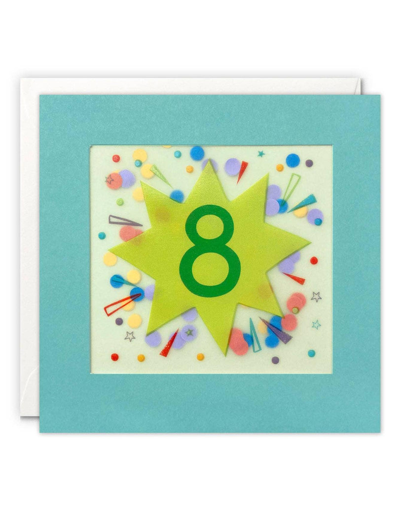 Age 8 Star Paper Shakies Card – beautiful greeting card from C&K, an independent lifestyle store in Settle.
