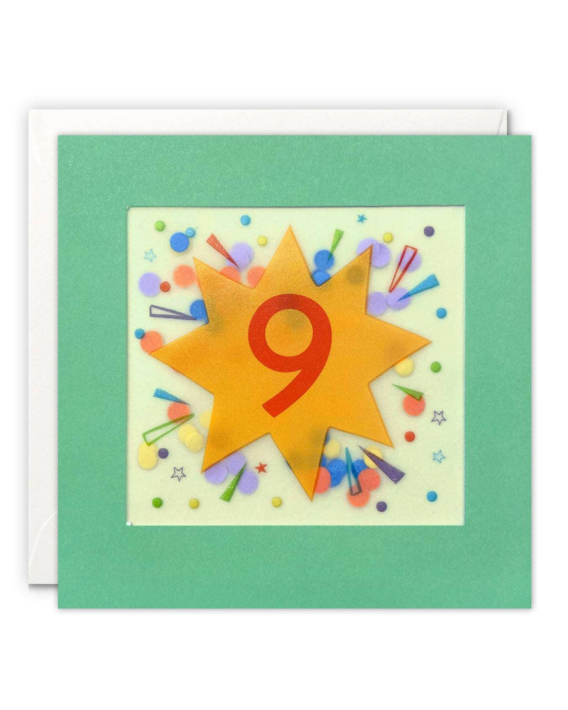 Age 9 Star Paper Shakies Card – beautiful greeting card from C&K, an independent lifestyle store in Settle.