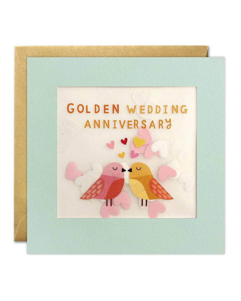 Golden Anniversary Birds Paper Shakies Card – beautiful greeting card from C&K, an independent lifestyle store in Settle.