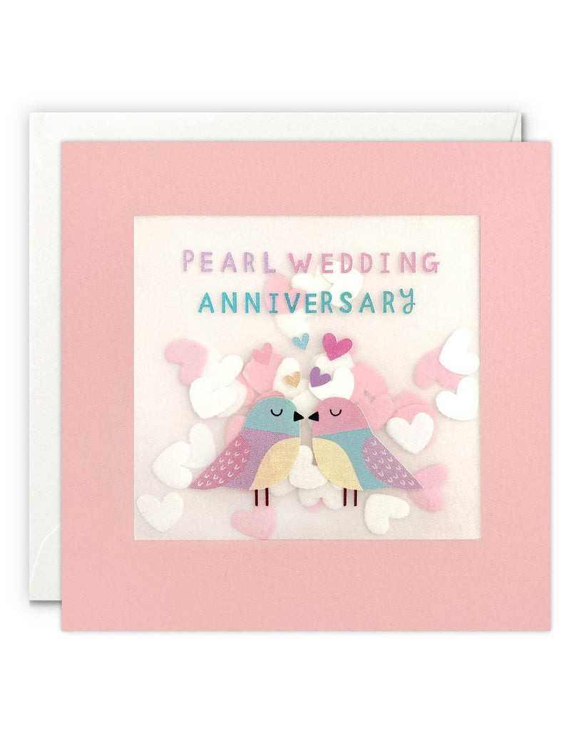 Pearl Anniversary Birds Paper Shakies Card – beautiful greeting card from C&K, an independent lifestyle store in Settle.