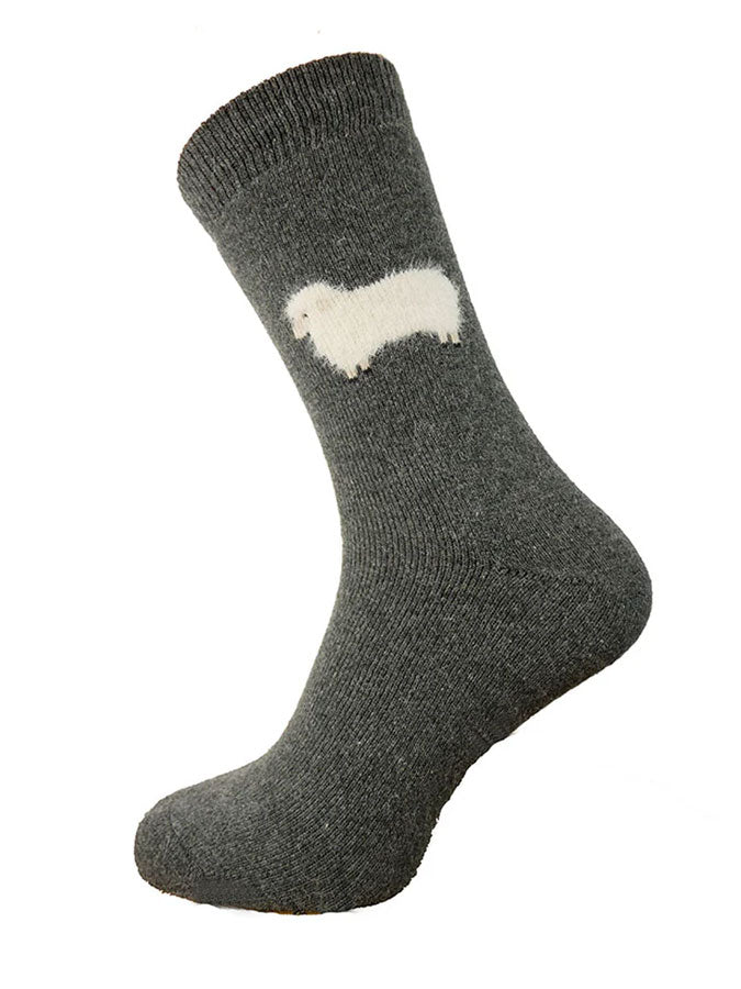 Dark Grey Mens Wool Blend Socks with Fluffy Sheep – stylish accessories from C&K, an independent lifestyle store in Settle, North Yorkshire.