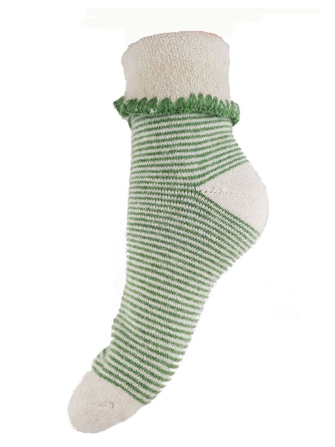 Green/Cream Stripey Cuff Socks – stylish accessories from C&K, an independent lifestyle store in Settle, North Yorkshire.