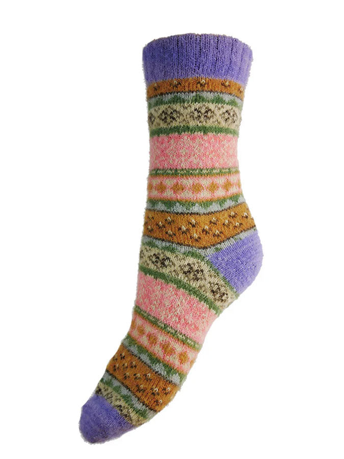 Purple Heel Pattered Wool Blend Socks – stylish accessories from C&K, an independent lifestyle store in Settle, North Yorkshire.