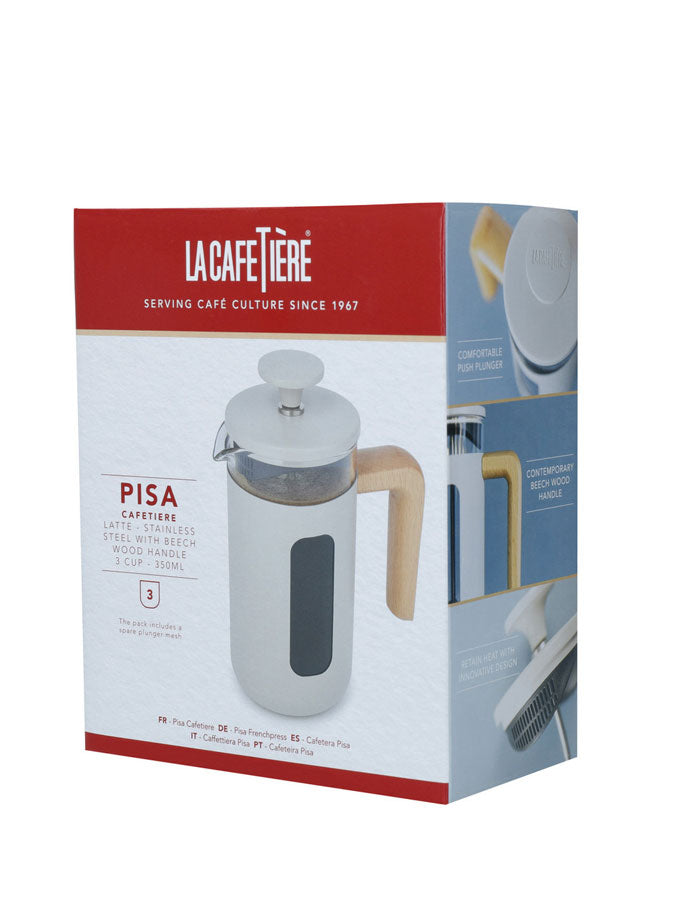 Pisa 3 Cup Cafetiere Latte Wood Handle – quality kitchenware & dining essentials by C&K, an independent lifestyle store in Settle.