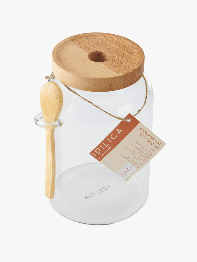Idilica Storage Jar With Spoon 1200ml – quality kitchenware & dining essentials by C&K, an independent lifestyle store in Settle.