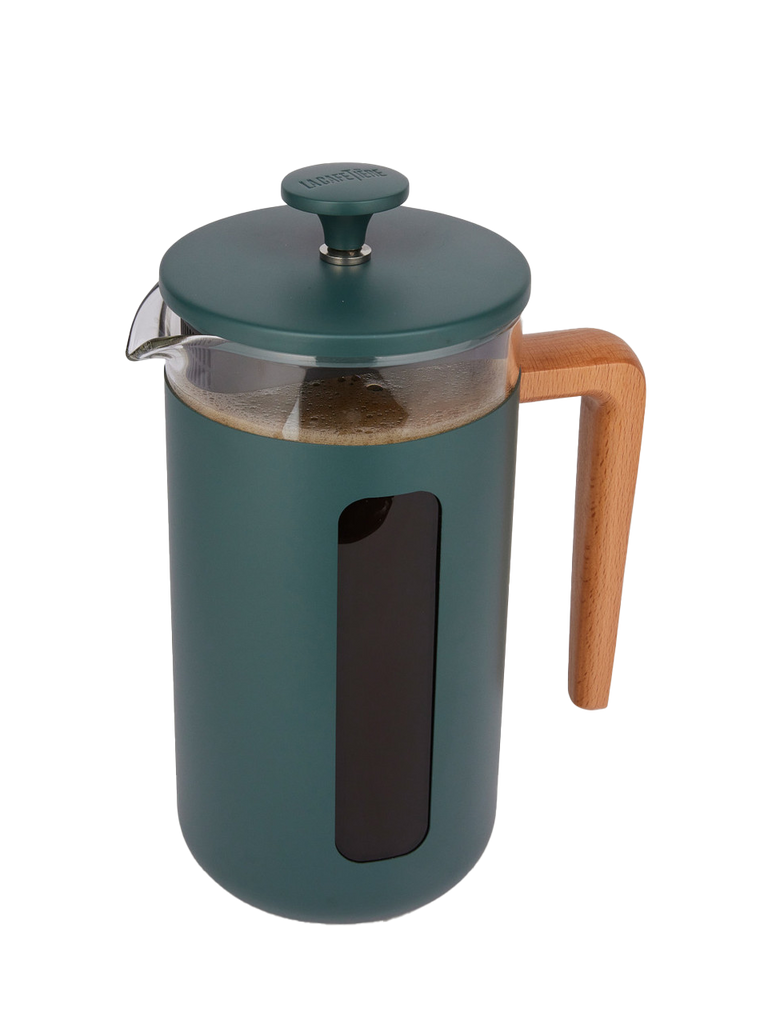 Pisa 8 Cup Cafetière Green Wood Handle – quality kitchenware & dining essentials by C&K, an independent lifestyle store in Settle.