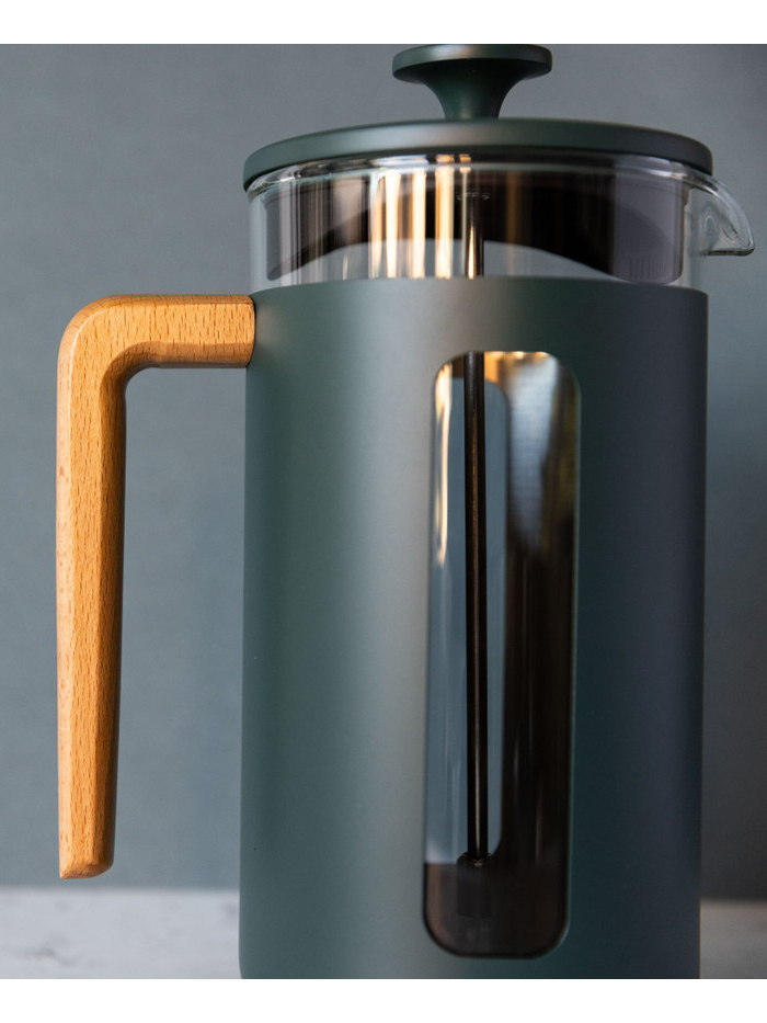 Pisa 8 Cup Cafetière Green Wood Handle – quality kitchenware & dining essentials by C&K, an independent lifestyle store in Settle.