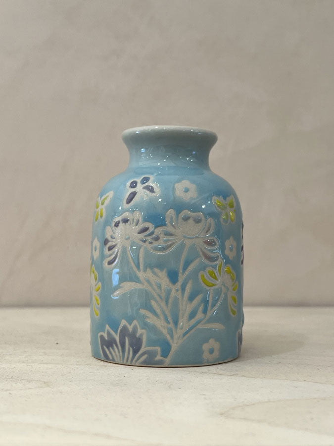 Stoneware Abstract Design Vase Blue – thoughtful gifts and beautiful finds from C&K, an independent lifestyle store in Settle.