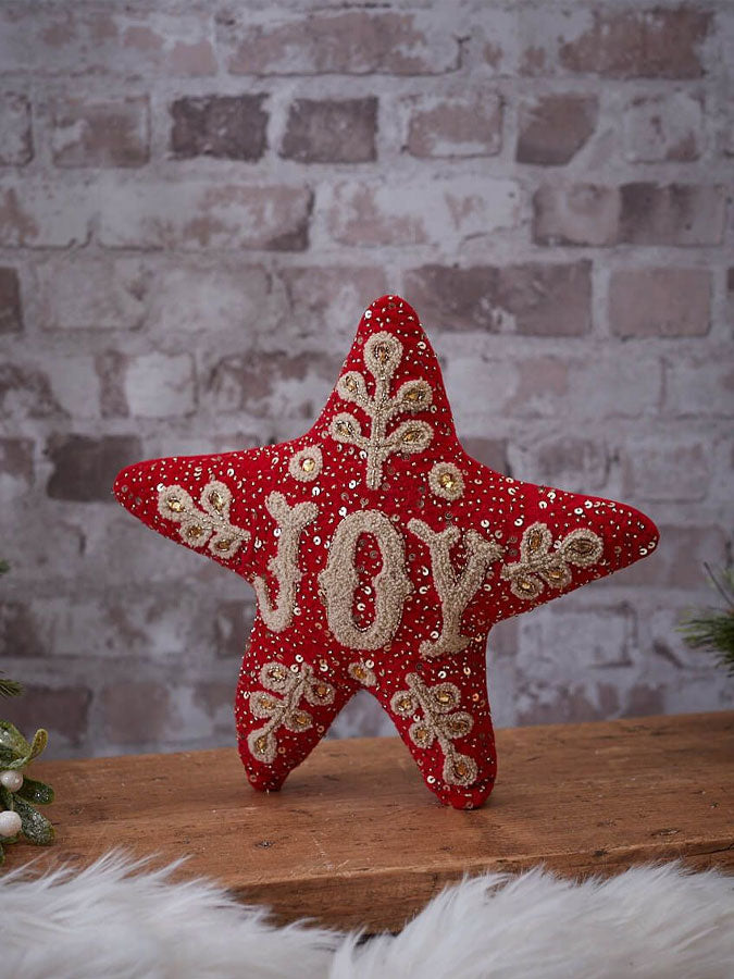 Xmas Joy Star Shaped Cushion With Beads – thoughtful gifts and beautiful finds from C&K, an independent lifestyle store in Settle.