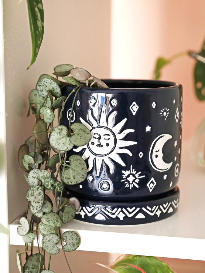 Midnight Blue Sun and Moon Planter – thoughtful gifts and beautiful finds from C&K, an independent lifestyle store in Settle.