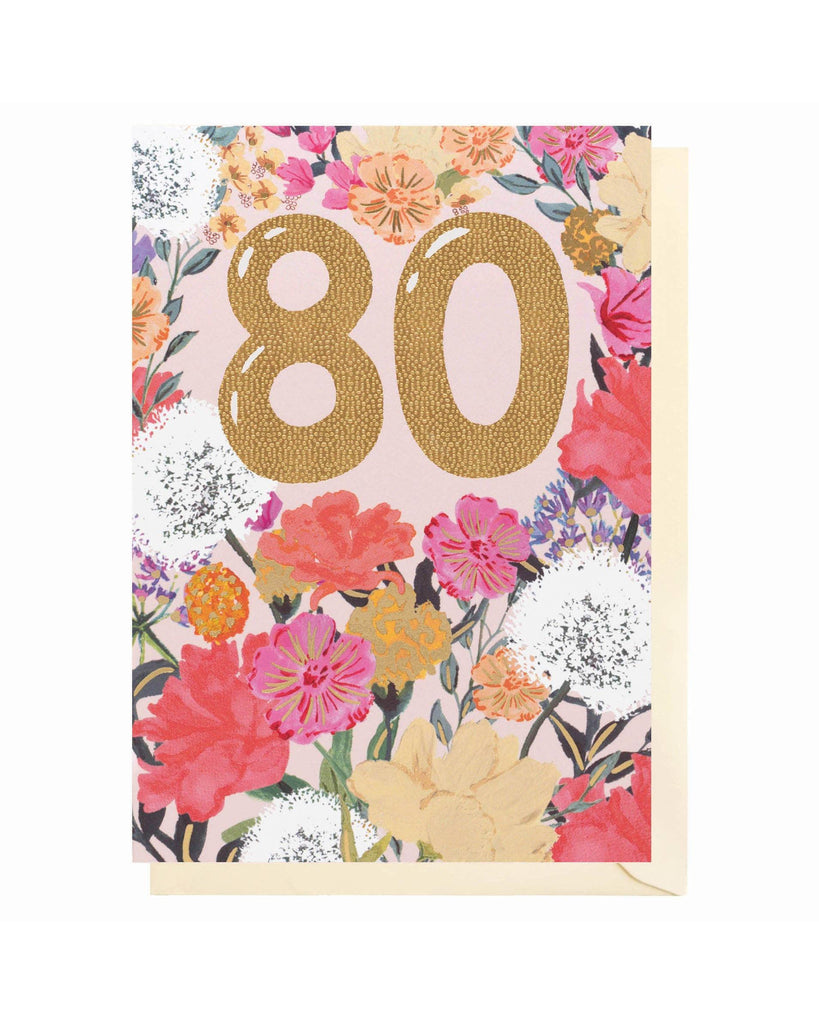 80th Birthday Flowers – beautiful greeting card from C&K, an independent lifestyle store in Settle.
