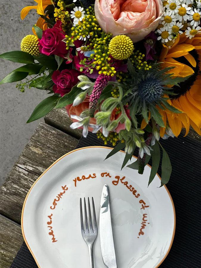 Statement Plate - 'never count years of glasses of wine.' – thoughtful gifts and beautiful finds from C&K, an independent lifestyle store in Settle.