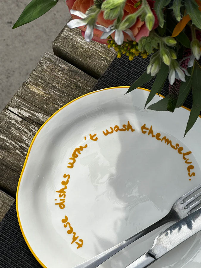 Statement Plate - 'these dishes won't wash themselves.' – thoughtful gifts and beautiful finds from C&K, an independent lifestyle store in Settle.