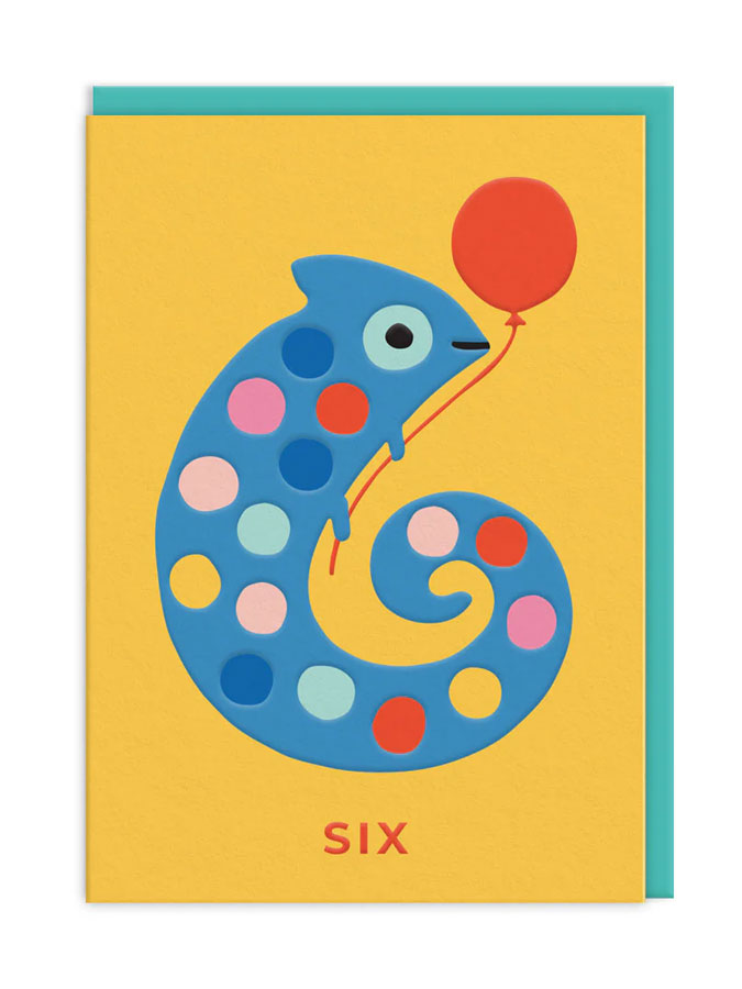 Age 6 Chameleon – beautiful greeting card from C&K, an independent lifestyle store in Settle.