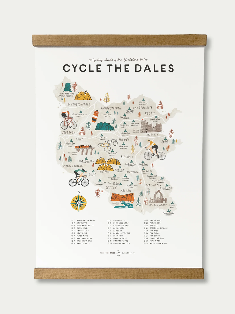 Cycle The Dales Poster With Hanger – thoughtful gifts and beautiful finds from C&K, an independent lifestyle store in Settle.