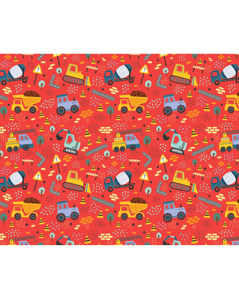 Boys Diggers, Construction, Vehicles, Gift Wrap, For Kids – beautiful greeting card from C&K, an independent lifestyle store in Settle.