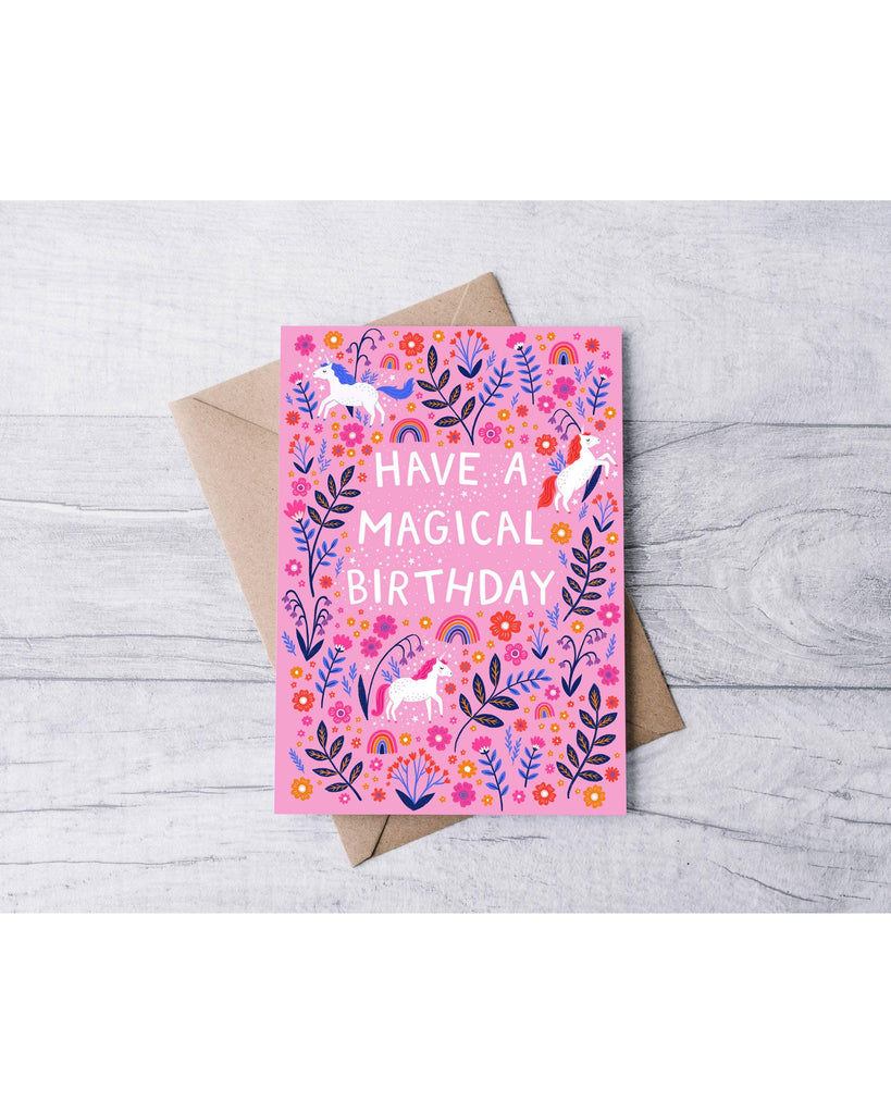 Girls Pink Unicorn Wrapping Paper, Gift Wrap, For Kids – beautiful greeting card from C&K, an independent lifestyle store in Settle.