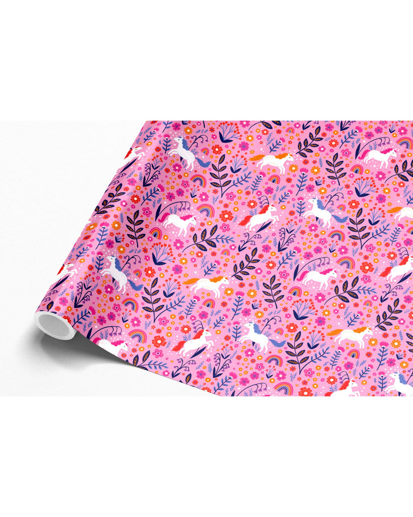 Girls Pink Unicorn Wrapping Paper, Gift Wrap, For Kids – beautiful greeting card from C&K, an independent lifestyle store in Settle.