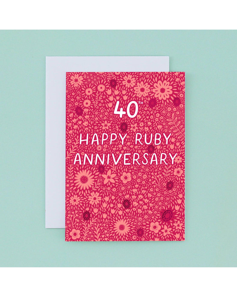 Ruby 40th Wedding Anniversary Card - Pink Foil – beautiful greeting card from C&K, an independent lifestyle store in Settle.