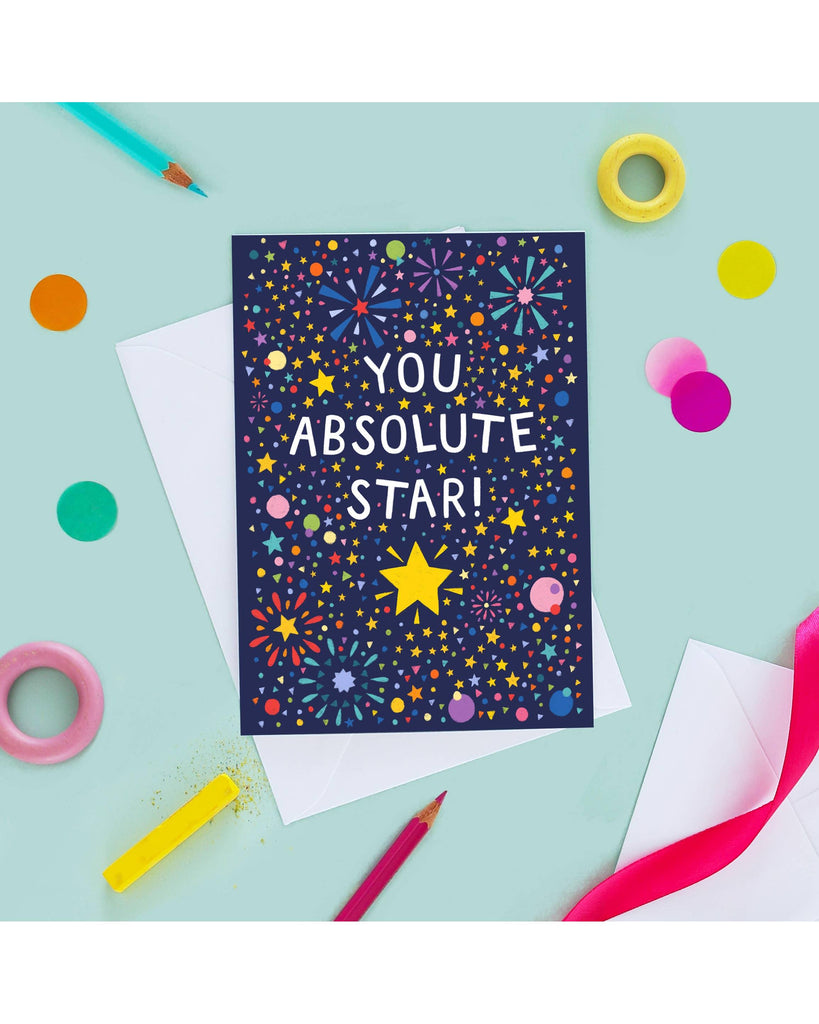 'You Absolute Star' Congratulations Card, Well Done Card – beautiful greeting card from C&K, an independent lifestyle store in Settle.