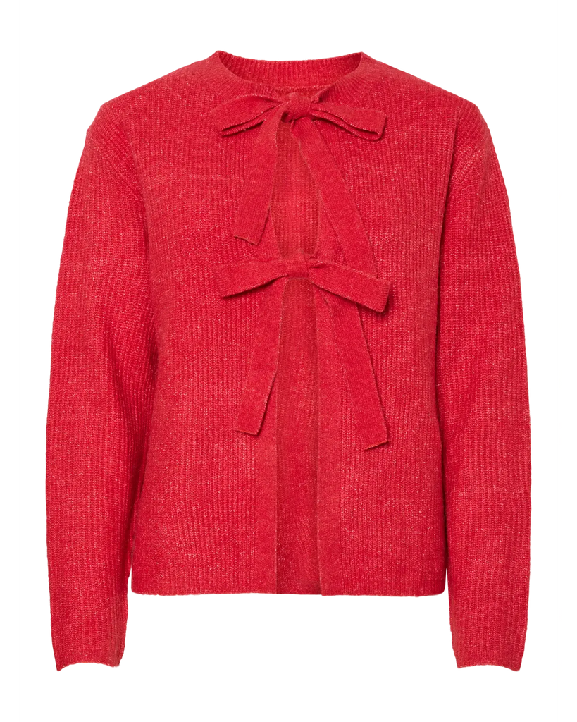 Silly Rev Tie Knit Cardigan - Goji Berry Melange – timeless women’s fashion from C&K, an independent lifestyle store in Settle, North Yorkshire.