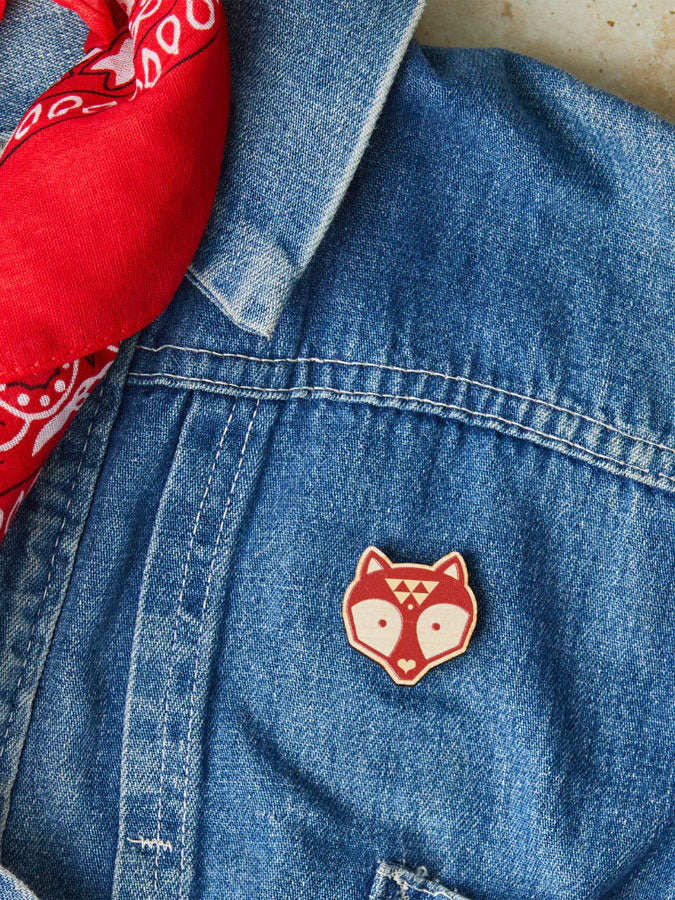 Wooden Pin Badge - Fox – thoughtful gifts and beautiful finds from C&K, an independent lifestyle store in Settle.