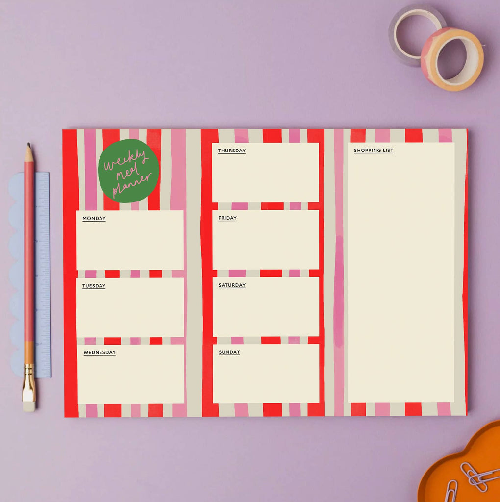 A4 Weekly Meal Planner - Stripes – beautiful greeting card from C&K, an independent lifestyle store in Settle.