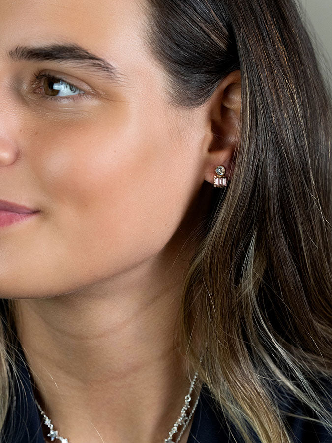 Faux Gold & Pink Crystal Studs – stylish accessories from C&K, an independent lifestyle store in Settle, North Yorkshire.