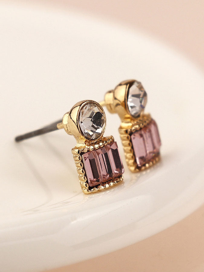 Faux Gold & Pink Crystal Studs – stylish accessories from C&K, an independent lifestyle store in Settle, North Yorkshire.