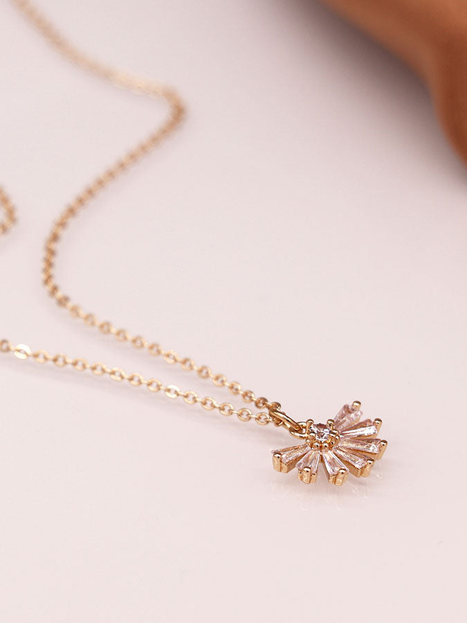 Faux Gold Simple Crystal Fan Necklace – stylish accessories from C&K, an independent lifestyle store in Settle, North Yorkshire.