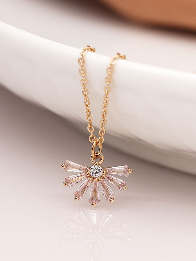 Faux Gold Simple Crystal Fan Necklace – stylish accessories from C&K, an independent lifestyle store in Settle, North Yorkshire.