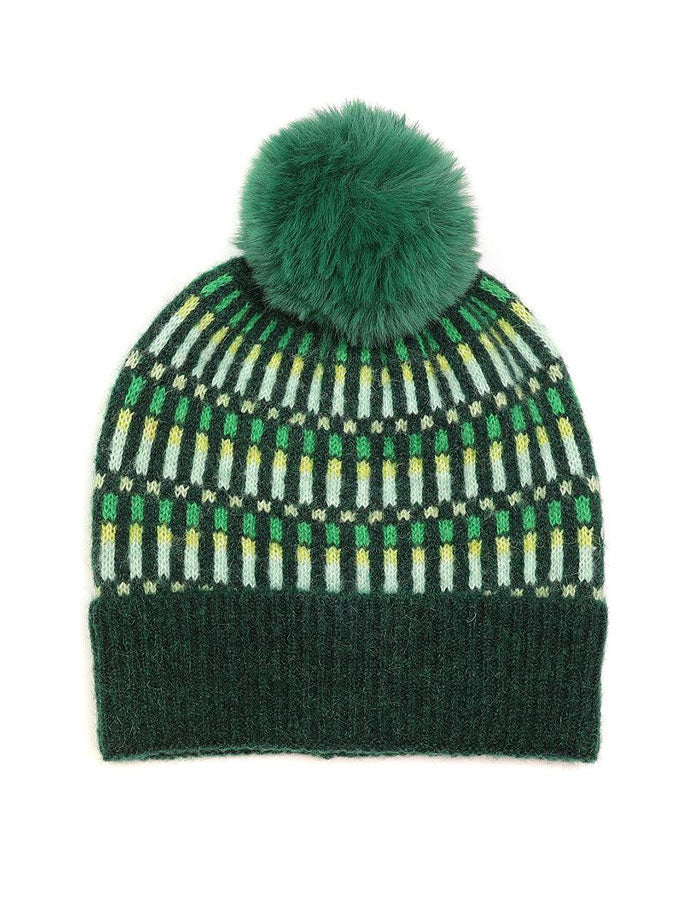 Green Mix Firework Pom Pom Hat – stylish accessories from C&K, an independent lifestyle store in Settle, North Yorkshire.