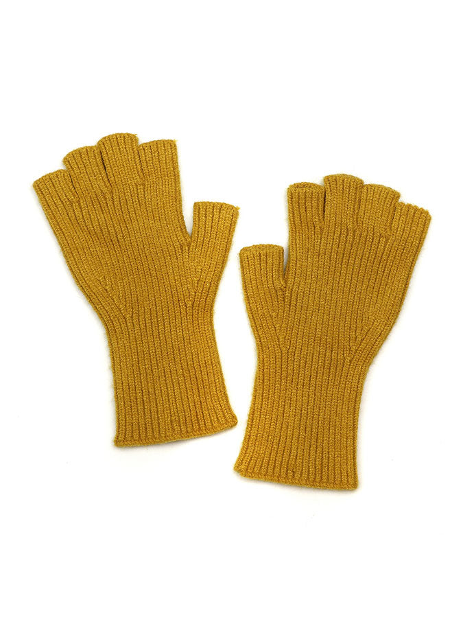 Mustard Ribbed Knitted Fingerless Gloves – stylish accessories from C&K, an independent lifestyle store in Settle, North Yorkshire.