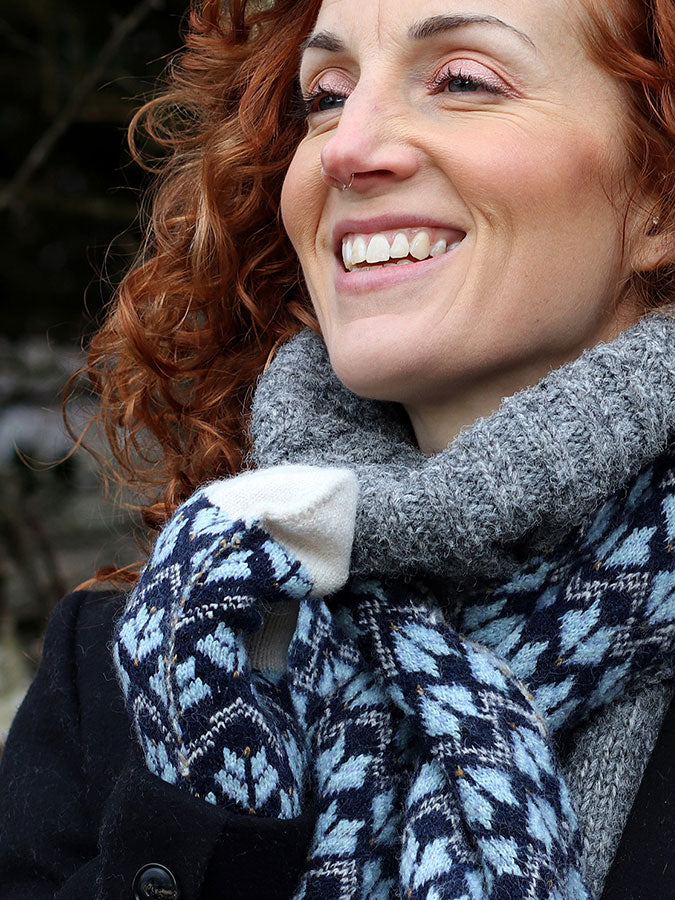 Navy & Cream Mittens – stylish accessories from C&K, an independent lifestyle store in Settle, North Yorkshire.